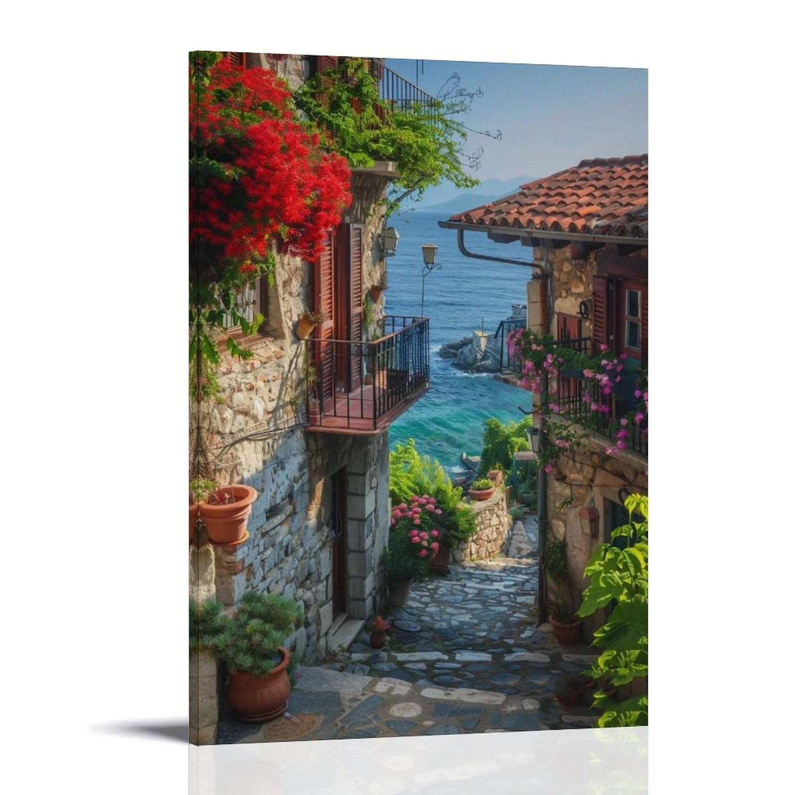 HUERYRYHY Waterfront Blooms 04 Poster Wall Art Canvas Vintage Aesthetic Painting Decor for Rooms 12x18inch Frame-style