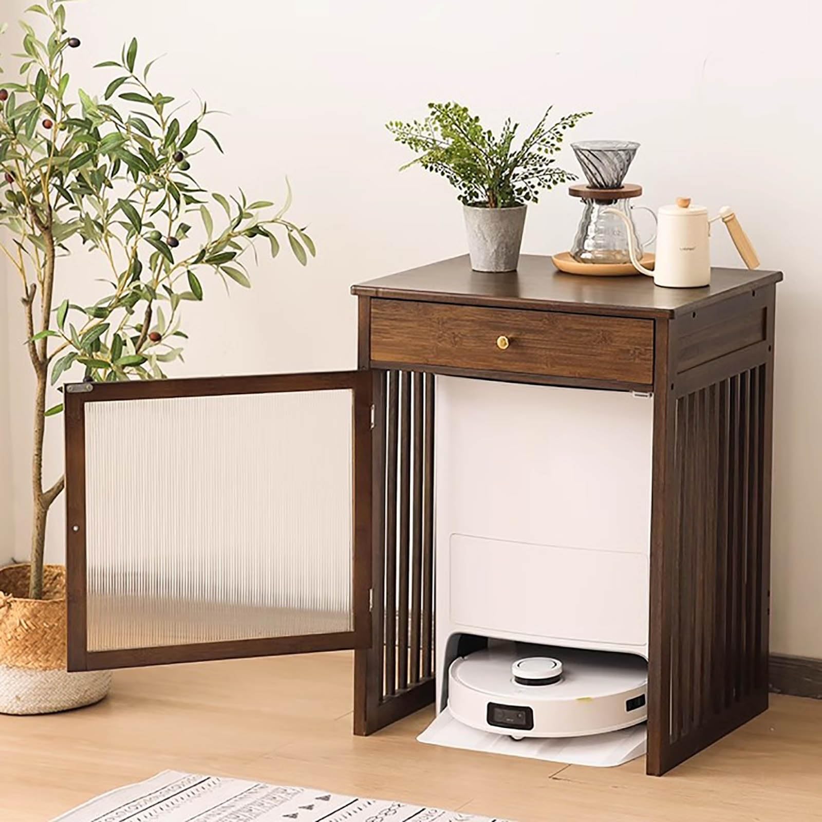 Amazon.com - USZWBY Wood Organizer Stand for Robotic Vacuum