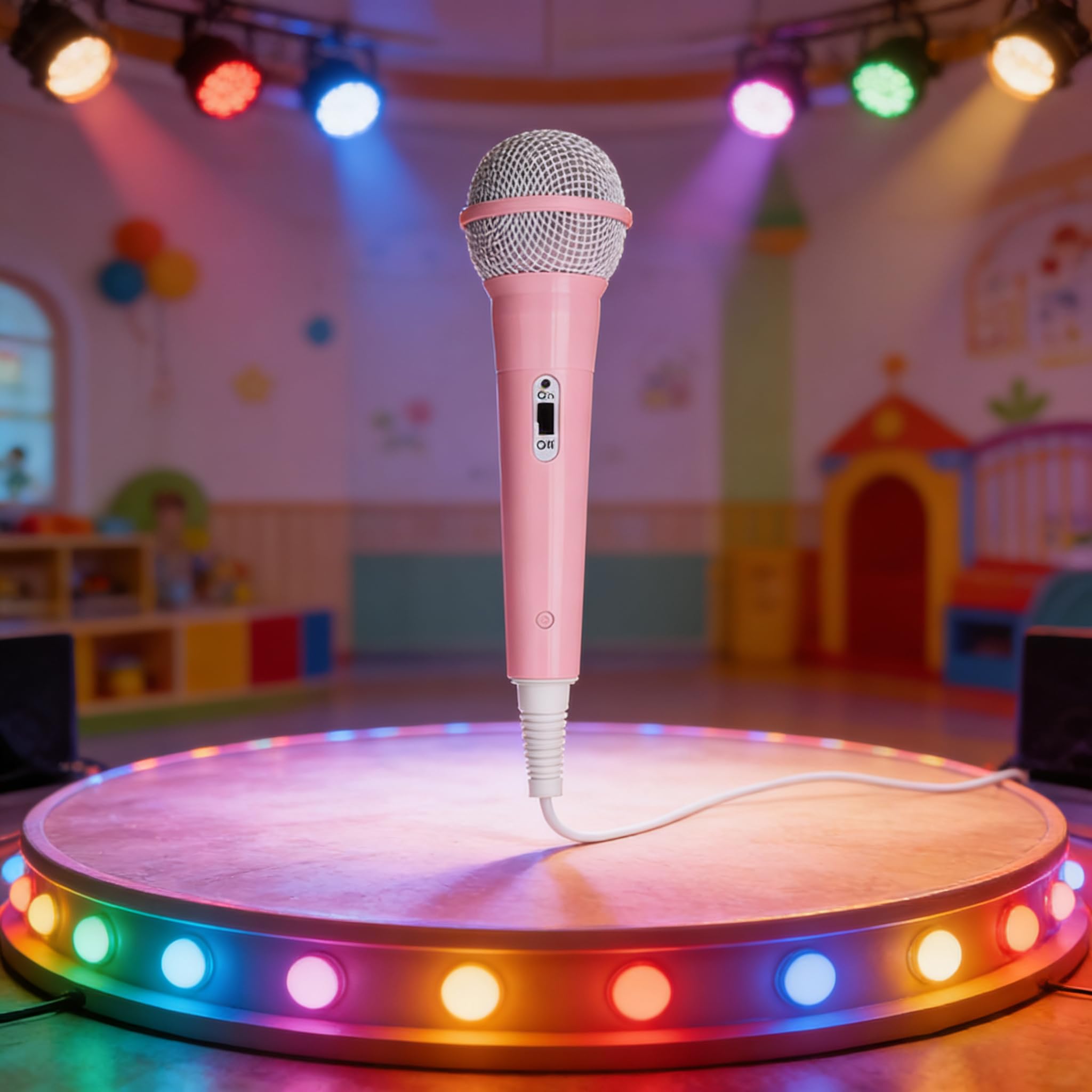 Mikrofon Przewodowy dla Dzieci Przewodowy Mikrofon Dynamiczny ze Złączem Typu Jack 3,5 Mm Ręczny Mikrofon Przewodowy Karaoke Prezenty dla Dziewczynek Chłopiec (Różowy)