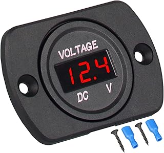 12V 24V Car Voltmeter, Linkstyle LED Digital Display Voltmeter Panel Waterproof LED Display Voltmeter Voltage Tester Gauge Meter with Terminals for Boat Marine Vehicle Motorcycle Truck ATV UTV (Red)