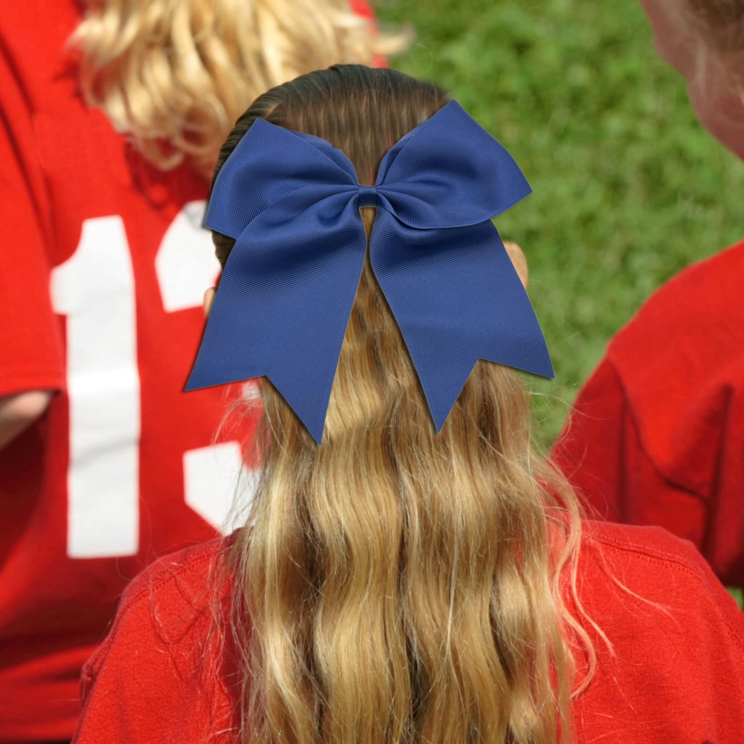 30 lazos grandes de 8 pulgadas, color azul marino, para cola de caballo, hechos a mano, para niñas, adolescentes, sóftbol, animadoras, deportes (azul marino)