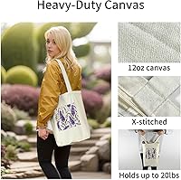 Vista 2 de Bolsa de lona reutilizable con cremallera y asas, bolsillo grueso, para compras, compras, playa, regalo