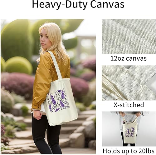 Miniatura 2 de Bolsa de lona reutilizable con cremallera y asas, bolsillo grueso, para compras, compras, playa, regalo