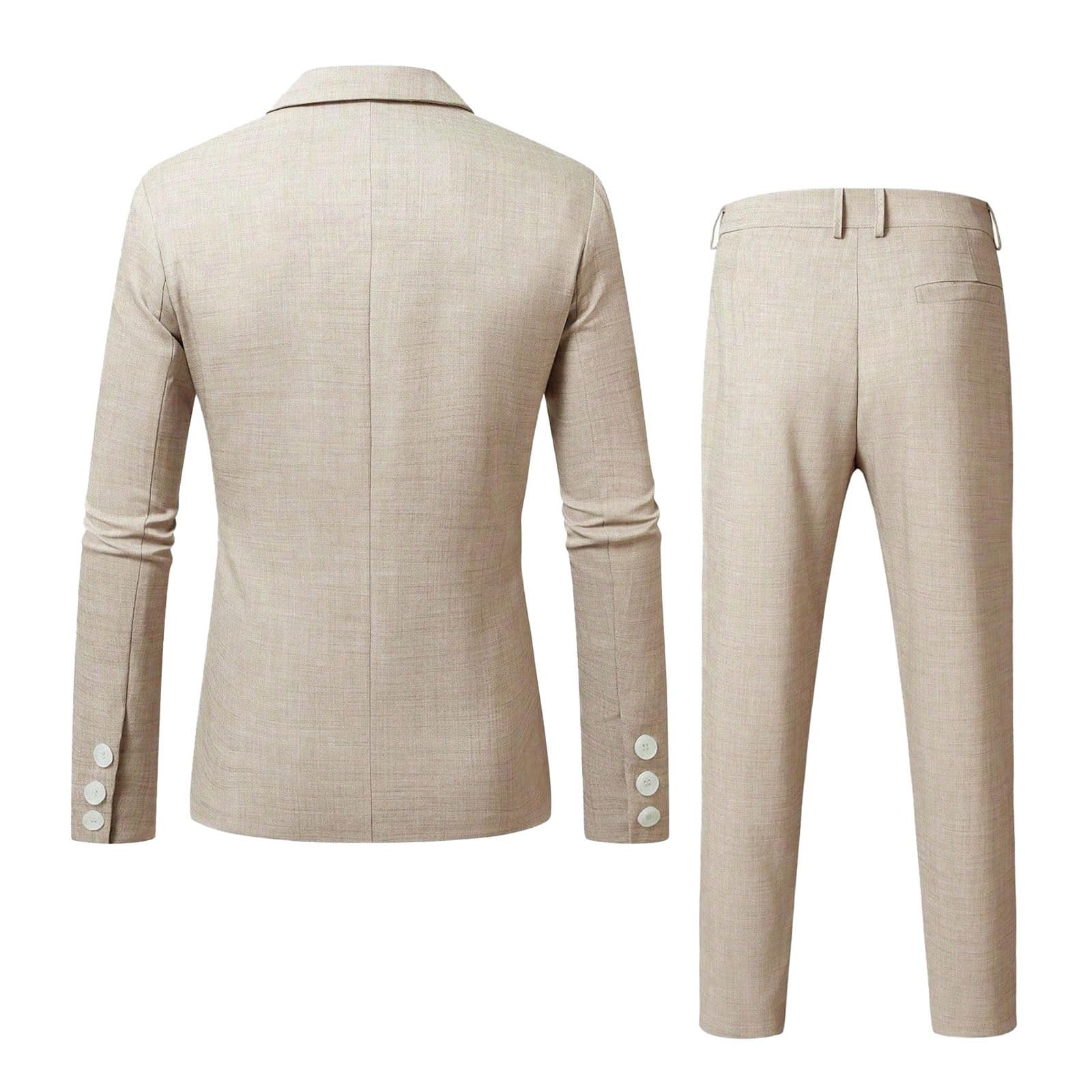 Traje Casual para Hombre, Blazer + Pantalones Dos Piezas, Conjunto de Vestir Ligero Transpirable, Estilo Moderno para Bodas, Trabajo, Eventos y Salidas Informales