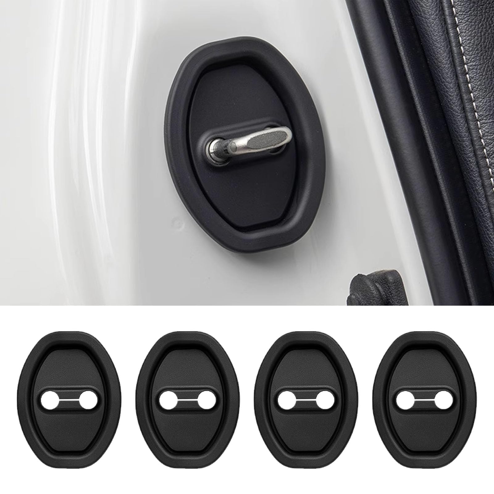 PYDQ 4 Pcs Door Lock Cover for Abarth Lancia Fiat 500 500e 500c 500l 500l 500x, Car Door Lock Protective Cover ABS Plastic Waterproof Rustproof Door Lock Caps Accessories,Black