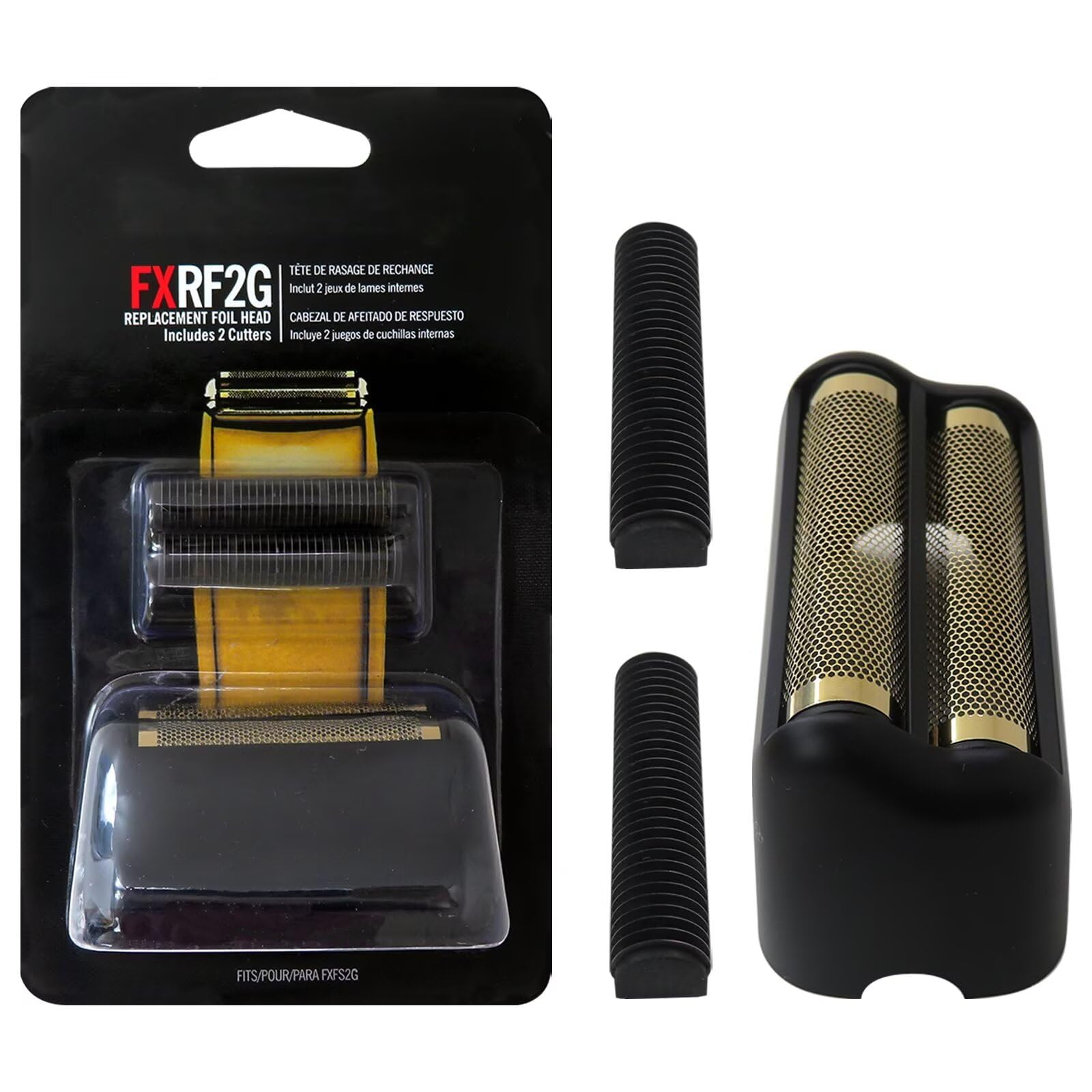 Replacement for Babyliss Pro Foil and Cutter for MetalFX Single Foil and Double Foil Head Shavers FXRF2S FXRF2RG with Extra-Close Shave Matte Black