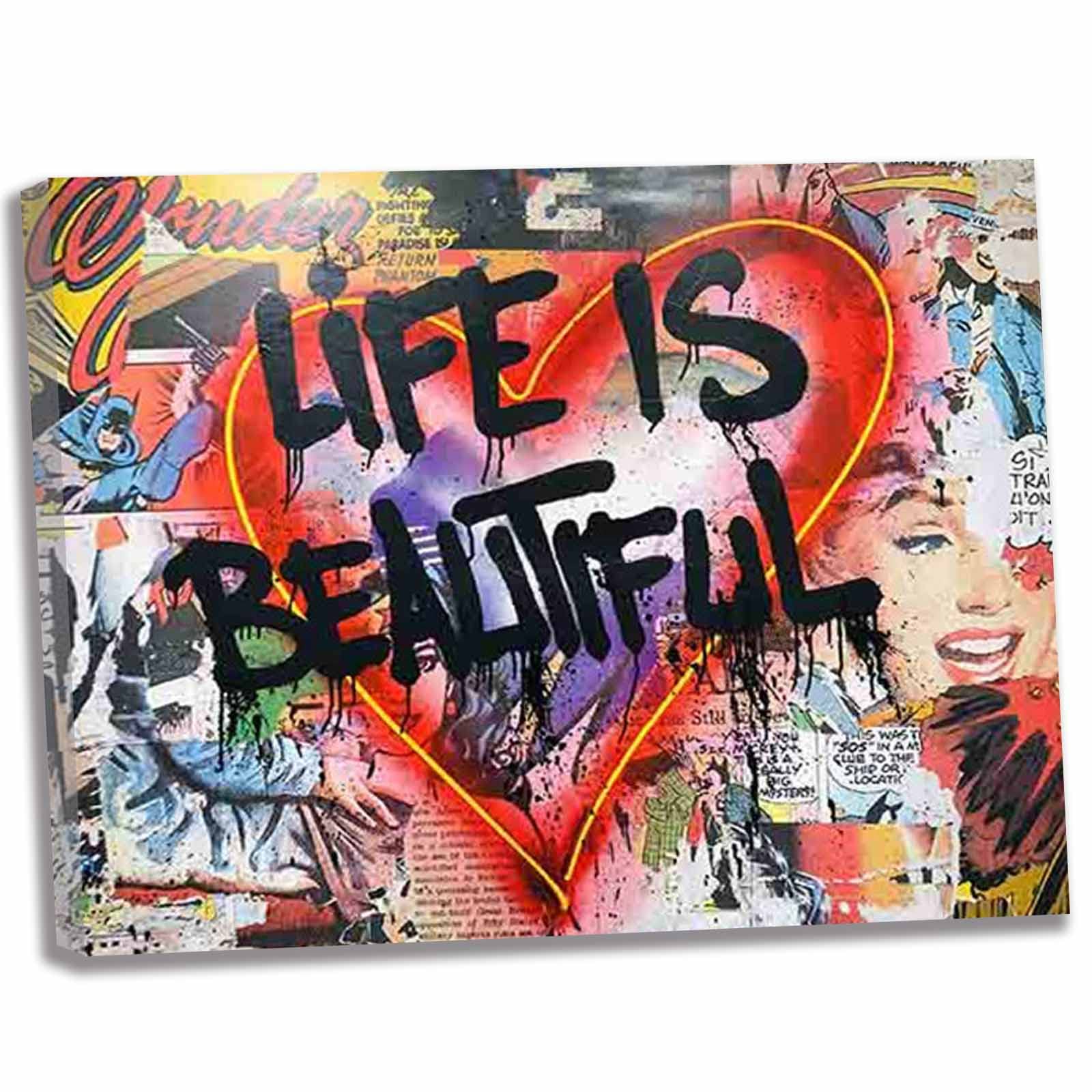 Amazon.co.jp: Banksy-Life is Beautiful 絵画 インテリア おしゃれ