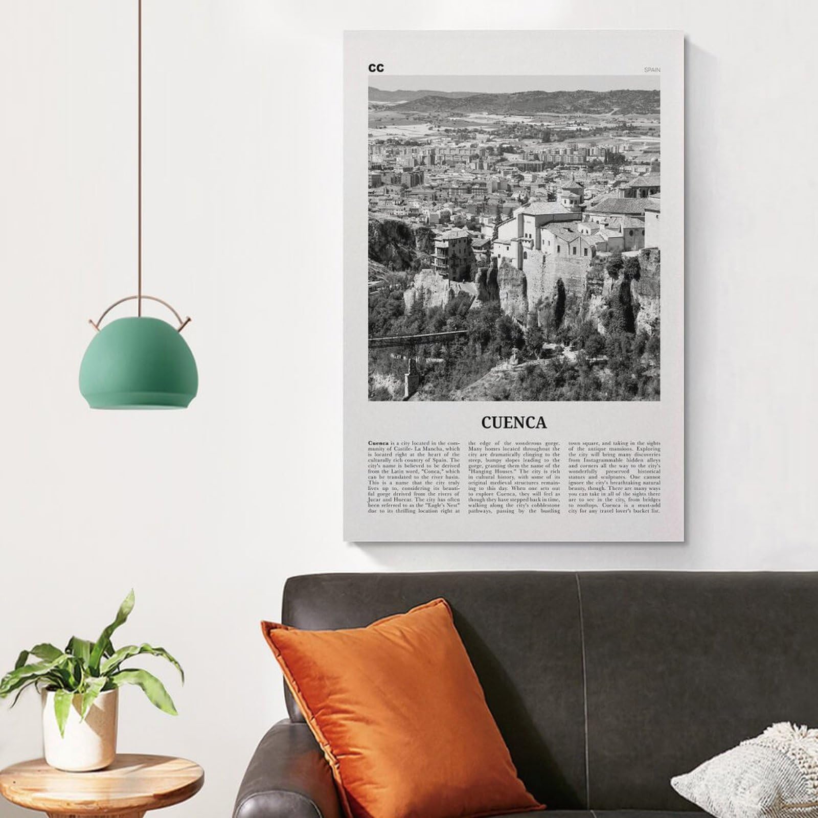 LZTEN Cuenca Stampa in bianco e nero Spagna, Cuenca Wall Art, Cuenca Poster, Cuenca Photo, Cuenca Wall Décor, Spagna, Castilla-La Mancha, España Canvas Wall Art