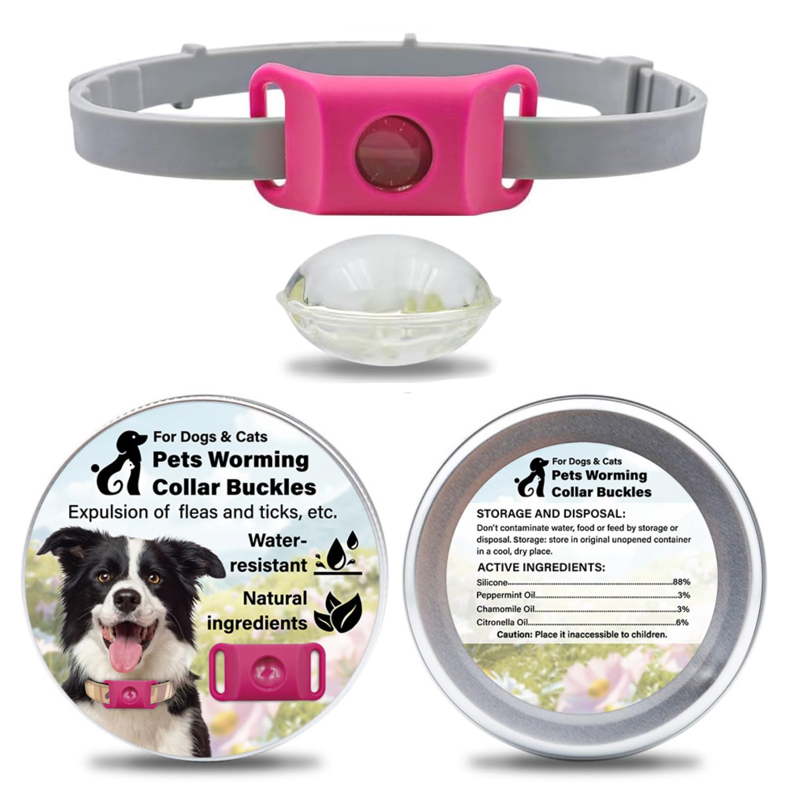 Aquality Pets Collare Antiparassitario Naturale, Collare Antiparassitario Per Cani, Adatto a Più Razze Di Animali Domestici, Gatti e Cani Universali