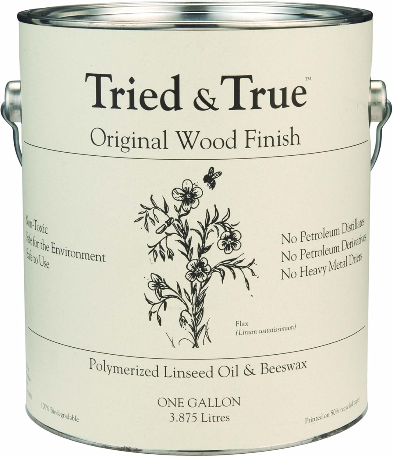 Tried & True Original Wood Finish, Gallon - Linseed Oil & Beeswax Blend, Ideal for All Woodwork, Long-Lasting Durability, Food Safe Sealer, Non-Toxic Wood Finish