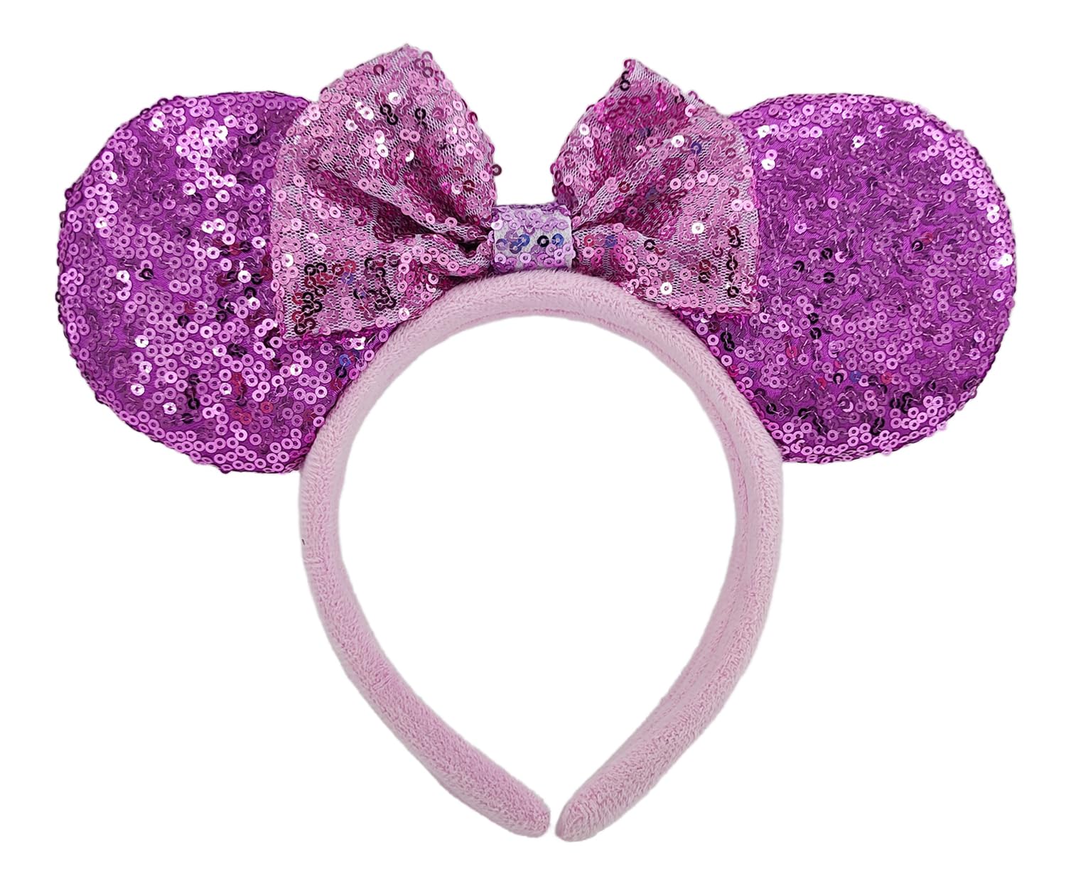 WW-WONDERFULWORLD Purple Mouse Ears Headbands With Bow & Snowflake & Sequins, for Cartoon Princess Costume Cosplay Decoration, Glitter Christmas Party
