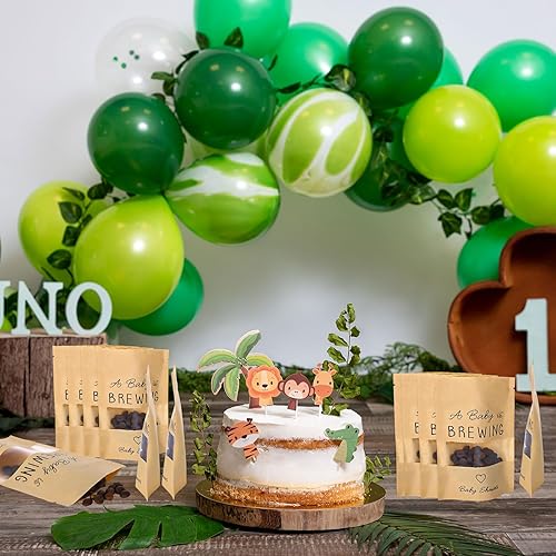 Miniatura 6 de Whaline Paquete de 50 bolsas de regalo de baby shower, bolsas de papel kraft con ventana para revelación de género, almacenamiento de alimentos, 4 x