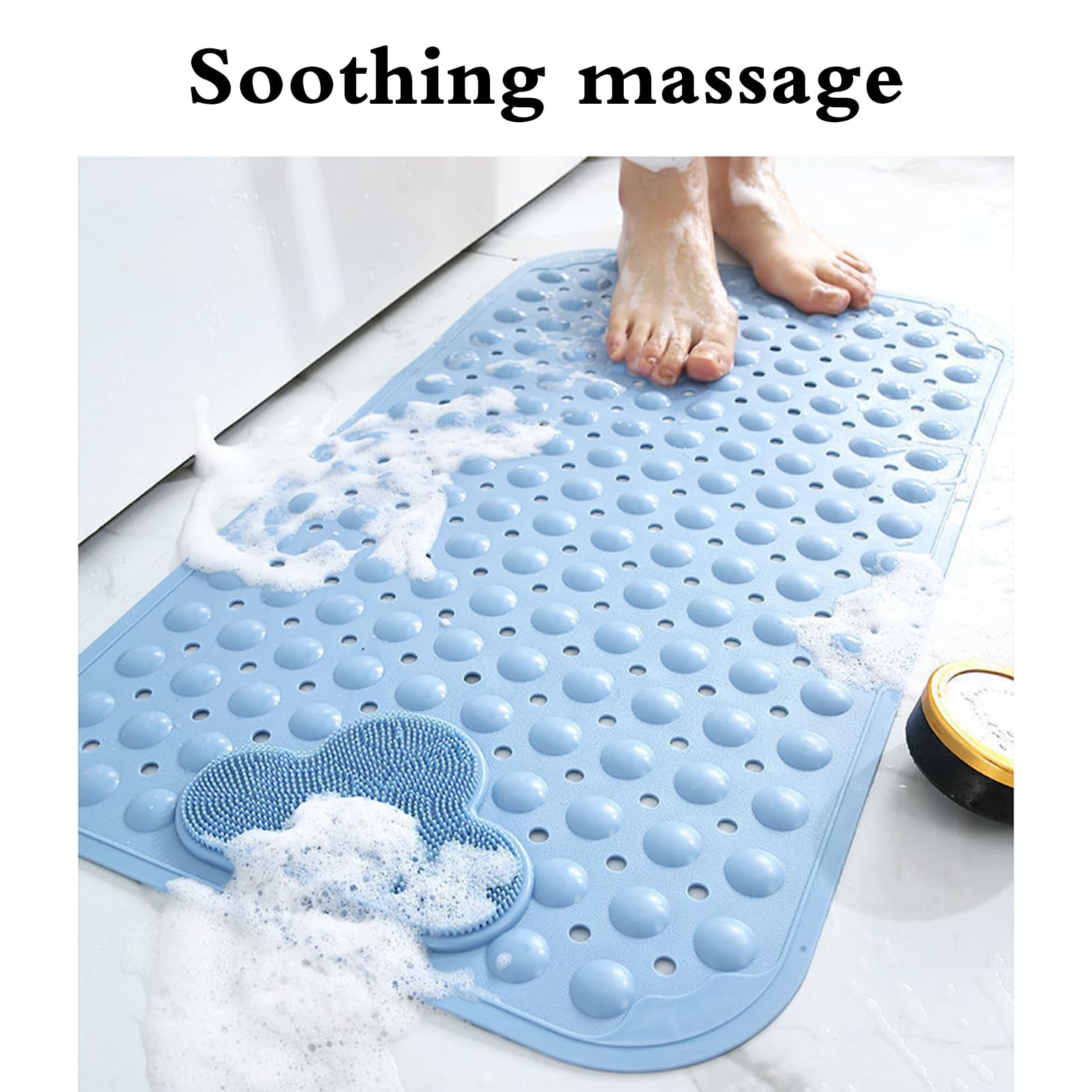 Alfombrilla de baño antideslizante para bañera y ducha, diseño cuadrado con ventosas fuertes, sensación cómoda para los pies, antideslizante, perfecta para uso en interiores, esencial para la