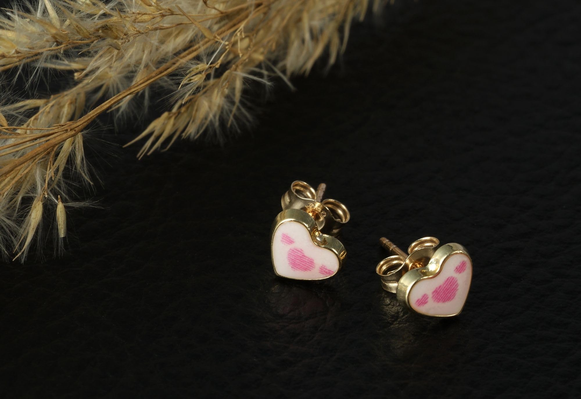 Akzent Hila 5500124 - Orecchini per bambini a forma di cuore in oro rosa 33 8 carati, 5 x 6 x 1 mm, Oro giallo