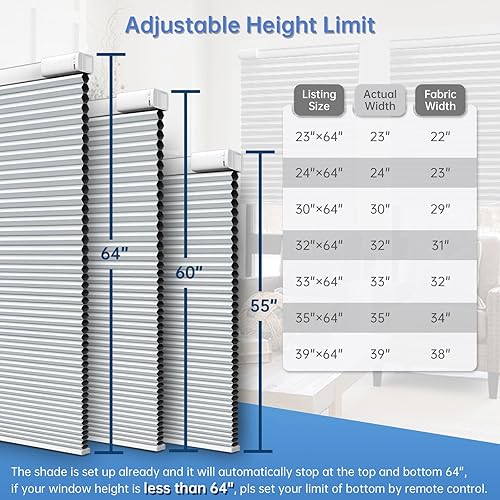 Miniatura 7 de Persianas motorizadas recargables con energía solar, panel solar gratuito, persianas celulares 100% opacas con control remoto, persianas eléctricas