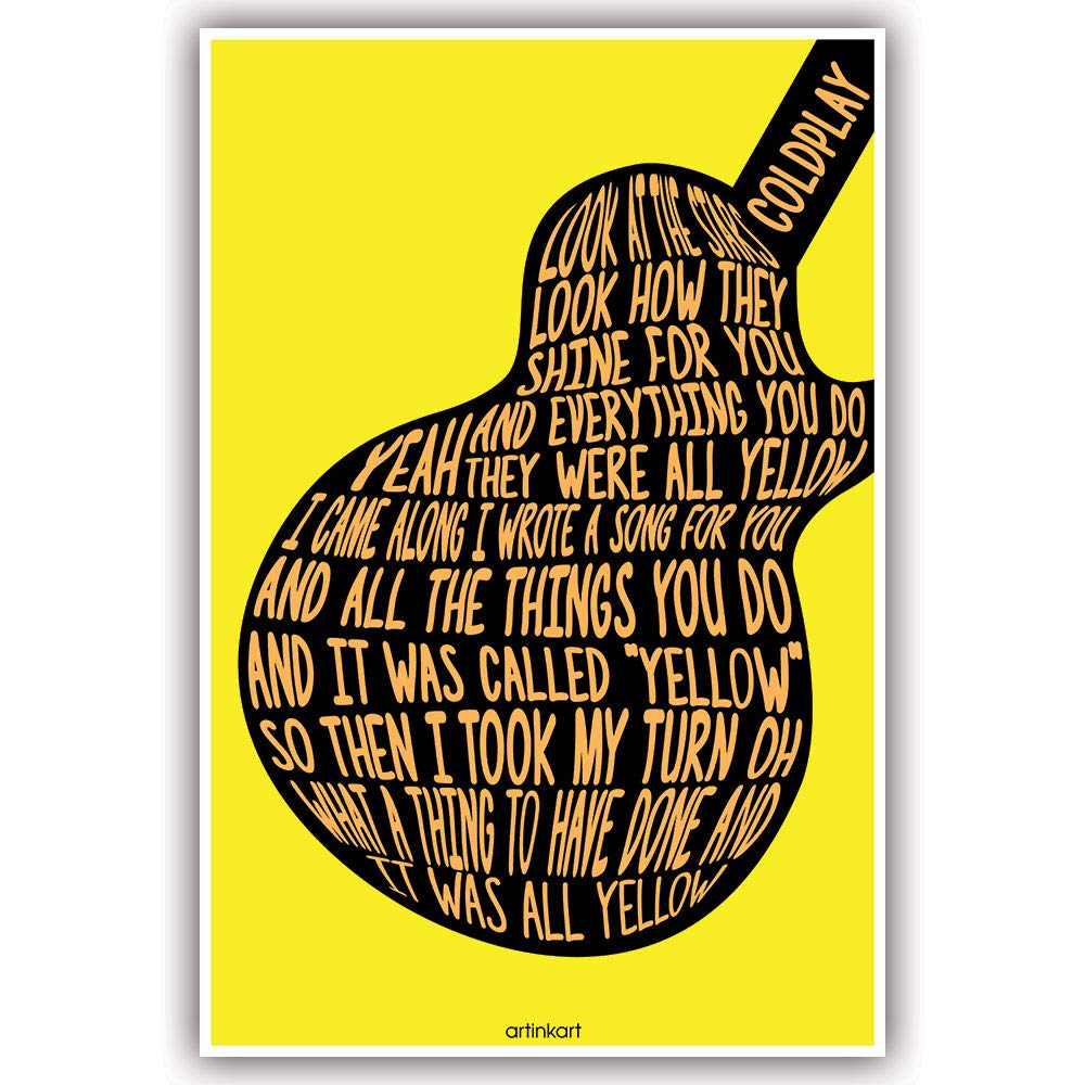 ArtinKart Coldplay Poster Music Quote Guitar Digital Art Print for Home Room Office (Paper, Multicolor, 12x18 inch, Unframed)