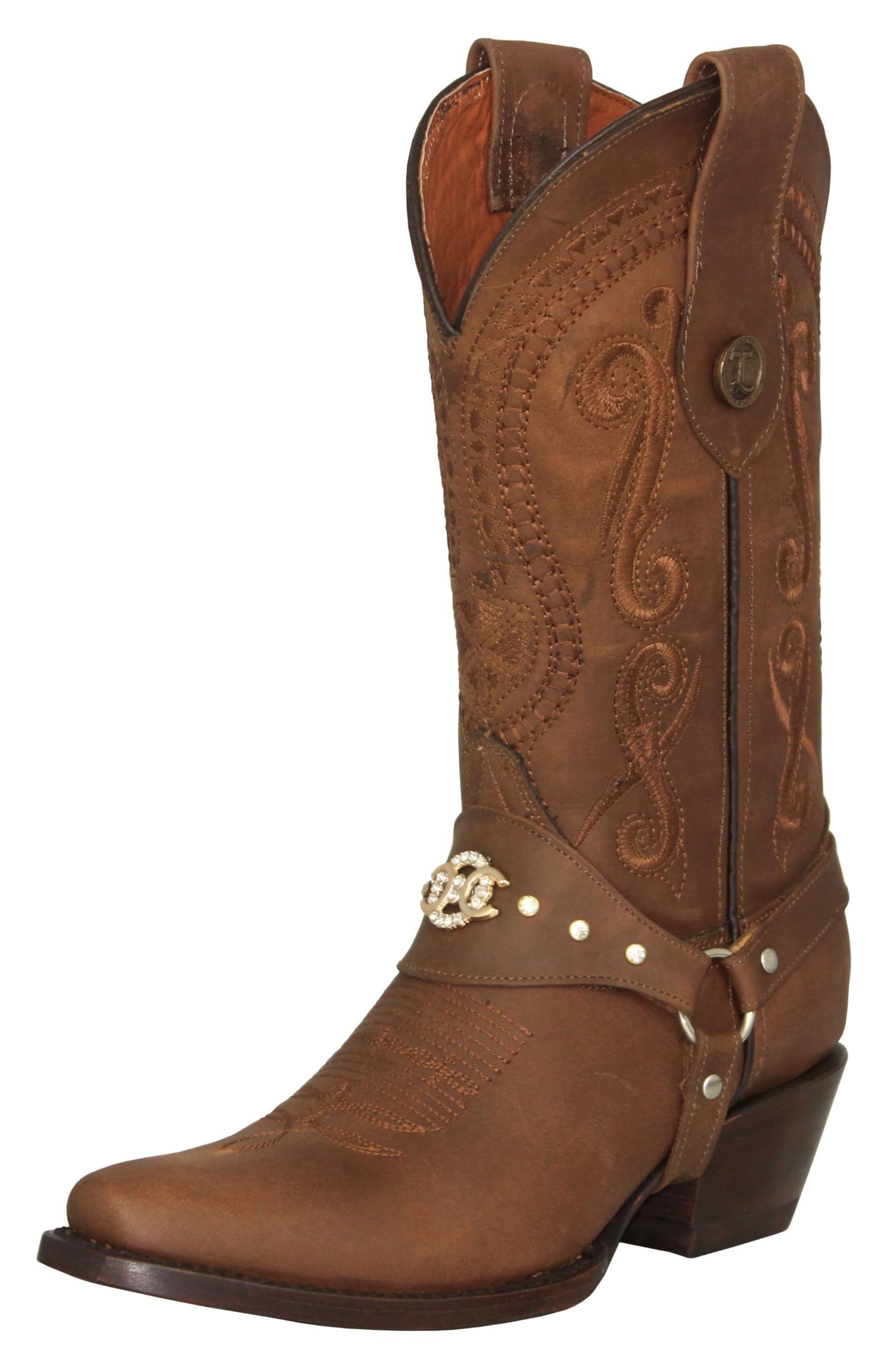 Texas Legacy Womens Jane Cognac Western Boots Leather Mid Calf Snip Toe Removable Strap