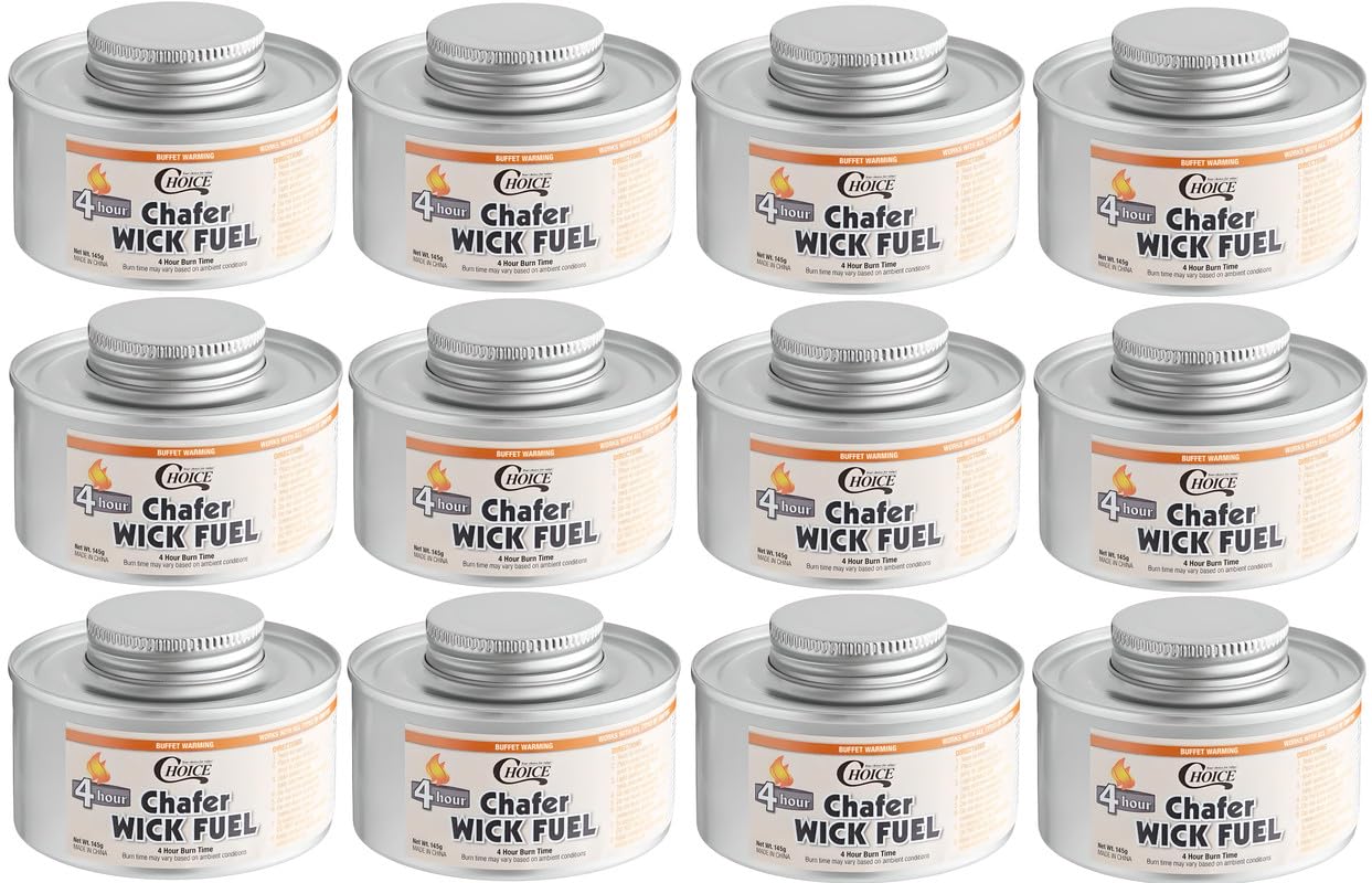 OCS Parts Pro Series 12-Pack Clean Burning Chafing Fuel Cans | 4 Hour Burn Chafing Fuel Can Burners with Clean Burning Diethylene Glycol for Indoor Outdoor Food Warmers with Safety Twist Cap