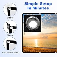 Vista 3 de Projector Screen, DUYIKJ 84 inch Foldable Portable Rear Front Projector Screen Indoor Outdoor 4K 16:9 HD Double Sided Projection Movies Screen for