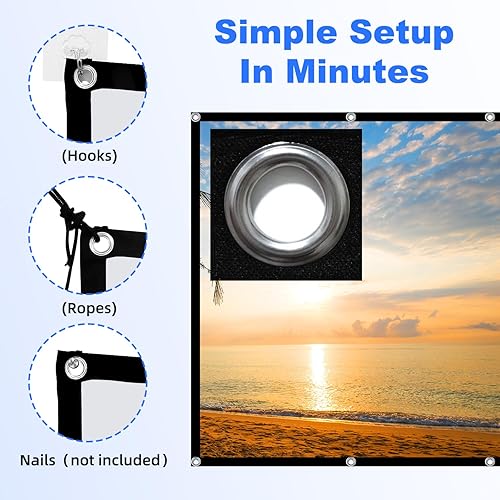 Miniatura 3 de Pantalla de proyector, pantalla de proyección frontal trasera portátil plegable de 84 pulgadas, para interiores y exteriores, 4K 169 HD, pantalla de