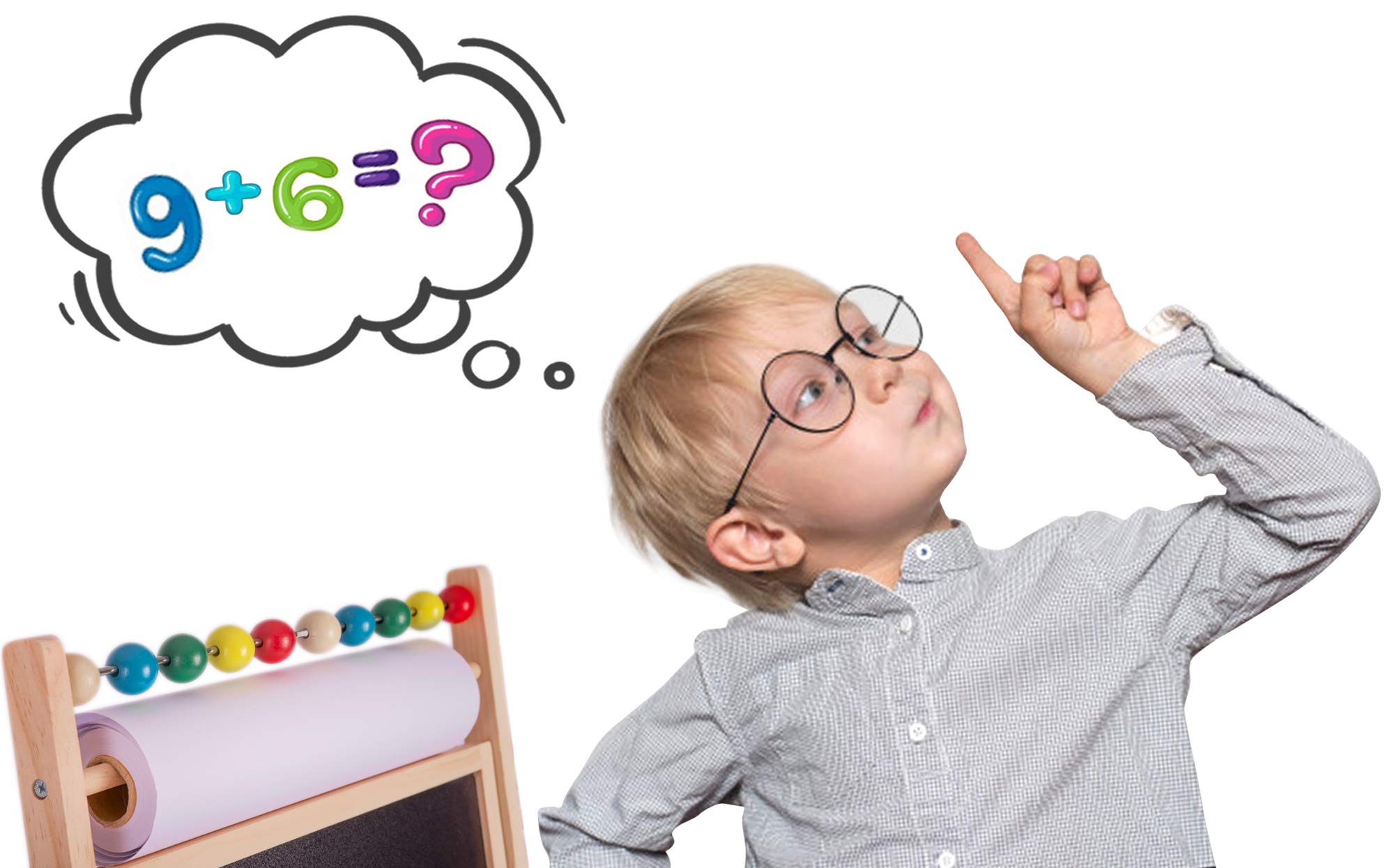 Ricokids Magnetyczna tablica kredowa dwustronna tablica kredowa dla dzieci z akcesoriami rolka papieru liczydło obrotowe
