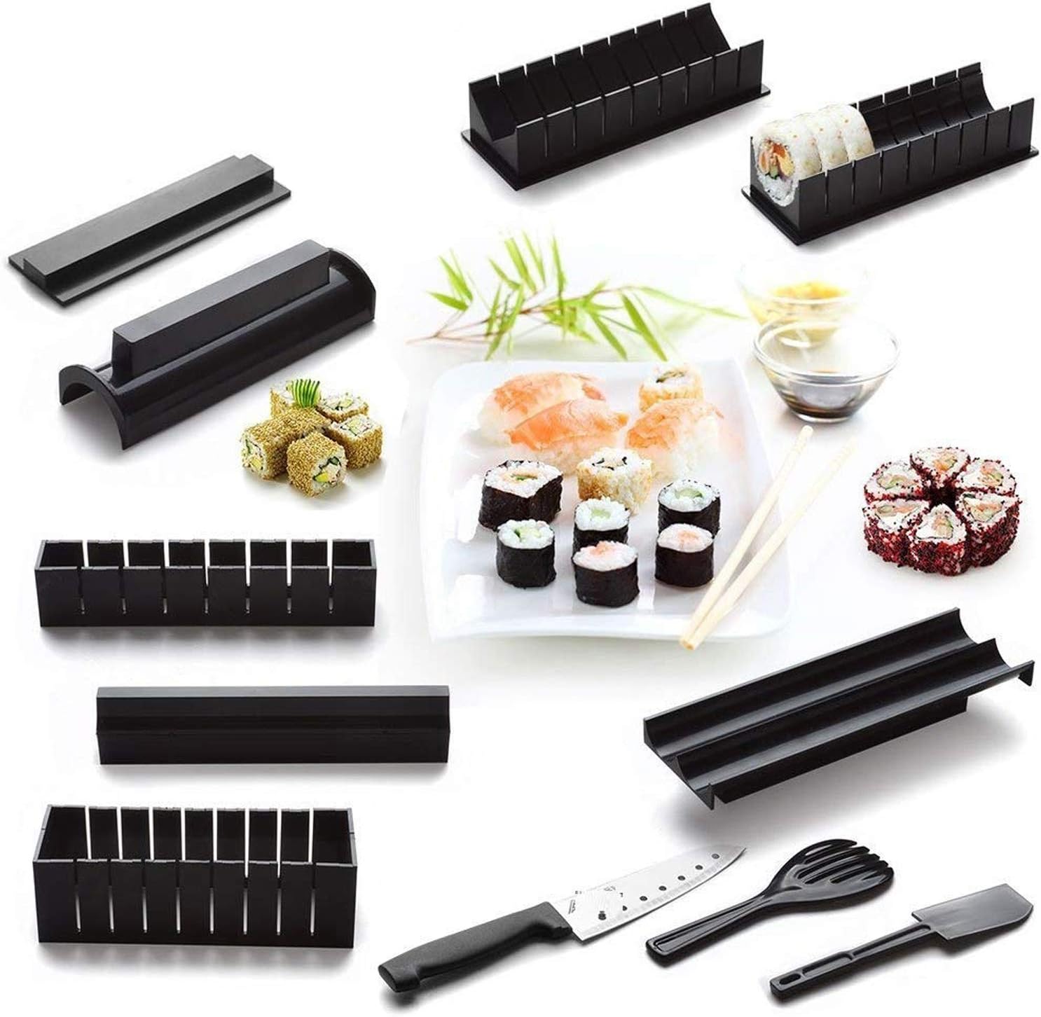 ELEDUCTMON Sushi Making Kit for Beginners - Deluxe Sushi Maker with Online Video Tutorials and 11-Piece DIY Set - Easy and Fun