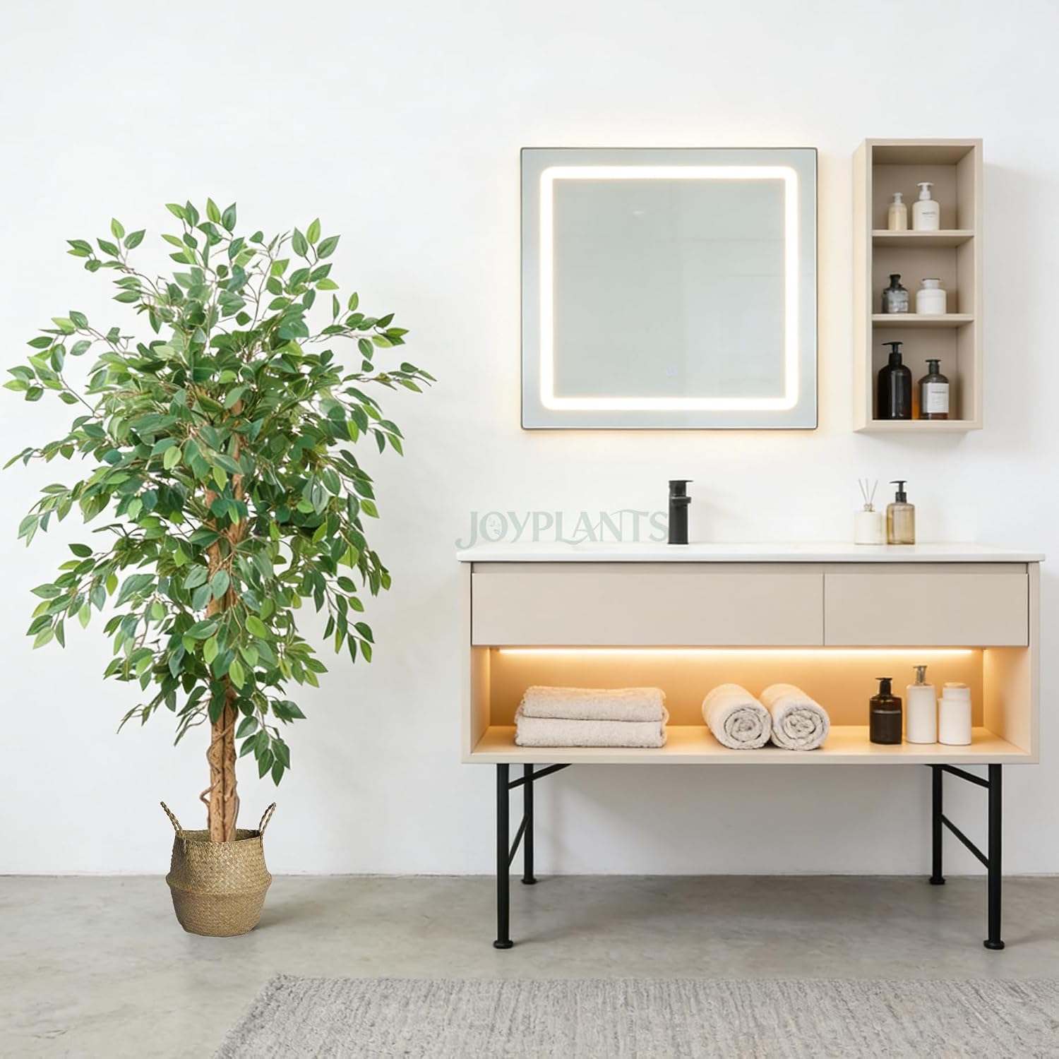 6FT Faux Ficus Tree Artificial for Home Decor, Tall Fake Plants with Black Pot Realistic Branches&Leaves, Large Artificial Plants Indoor Office Outdoor arboles artificiales para decoracion