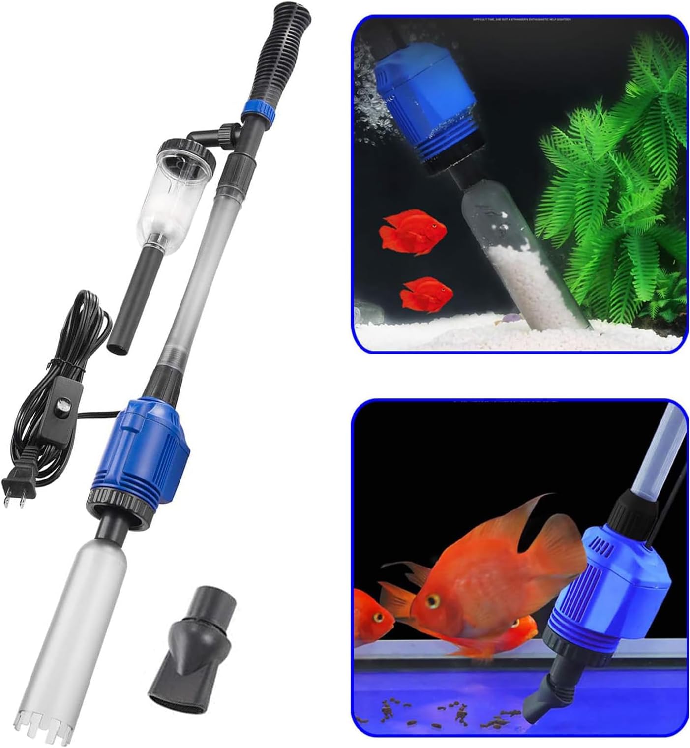 TAME Fish Tank Cleaner, Aquarium Gravel Cleaner Electric Fish Tanks Gravel Vacuum Cleaner Set for Remove Dirt, Change Water, Wash Sand, Water Shower, Water Circulation, Aquarium Cleaning Tools