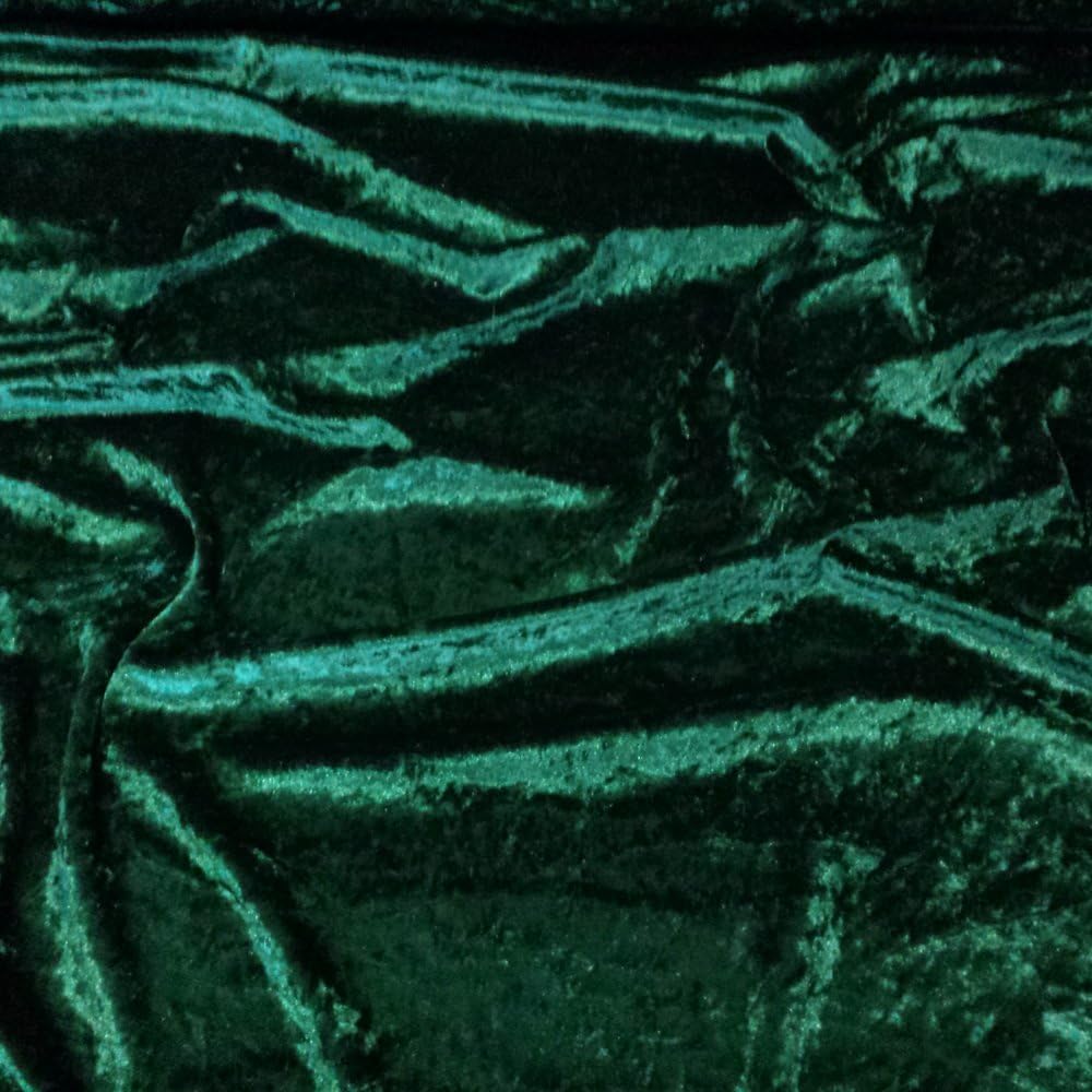 Premium Crushed Velvet, Craft Dress Fabric Curtain Material 60" - 150cm Width (Bottle Green)