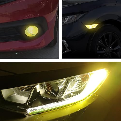 Miniatura 10 de TOMALL 3 pares de calcomanías de vinilo para luz antiniebla, faros delanteros, adhesivos de vinilo para Honda Civic 2016-2021 para guardabarros,