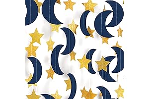Navy-Blue Gold Moon-Star Party-Decorations Garland