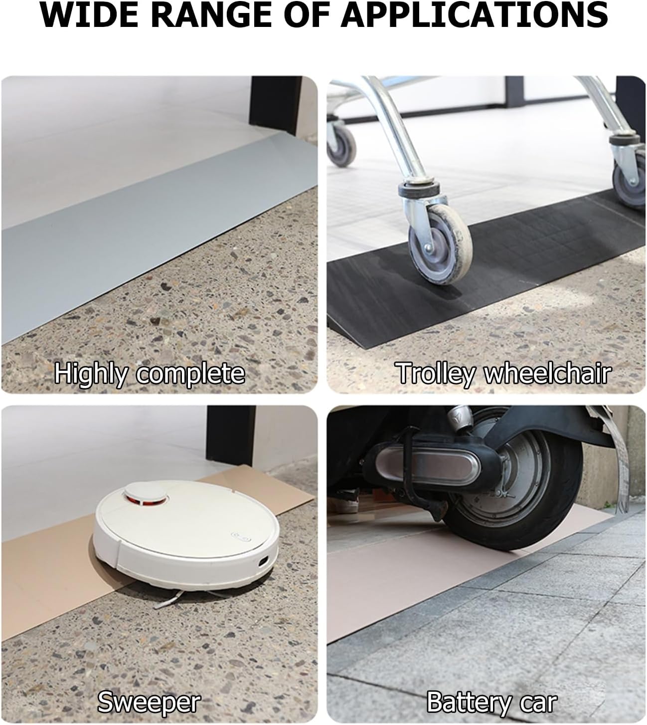 0.4" Rise Threshold Ramps for Doorways Non-Slip Indoor Handicap Ramp Wheelchair Ramp for Home Steps Heavy Duty Plastic Threshold Ramp Set for Wheelchair Stroller Cuttable & Adjustable Size (Size : A-