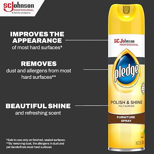 Miniatura 3 de SC Johnson Professional Promesa de pulido y brillo para muebles de madera y más, aroma a limón, 14.2 onzas líquidas, paquete de 6