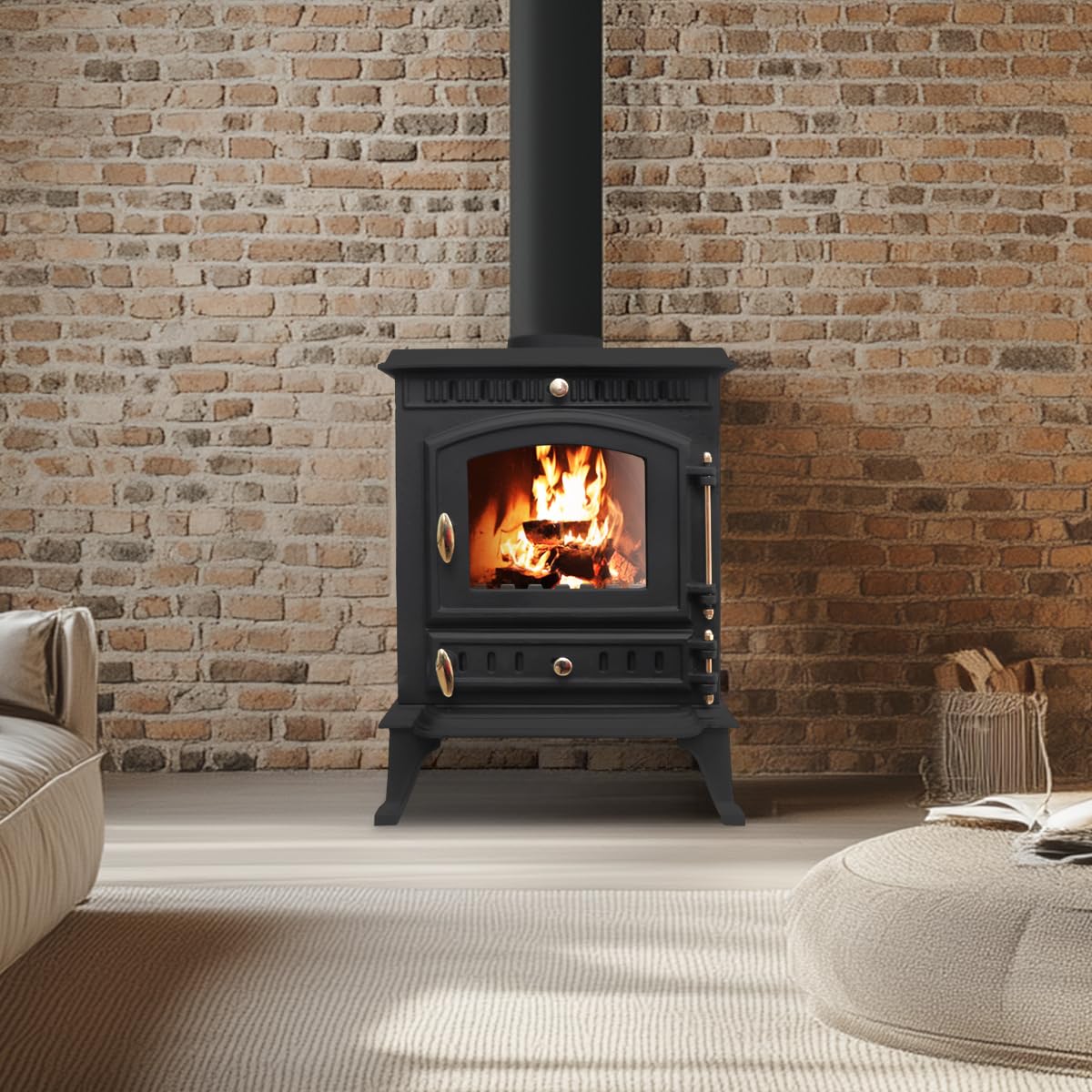 NRG Cast Iron Multifuel Stoves Eco Design Woodburning Fireplace - 7KW