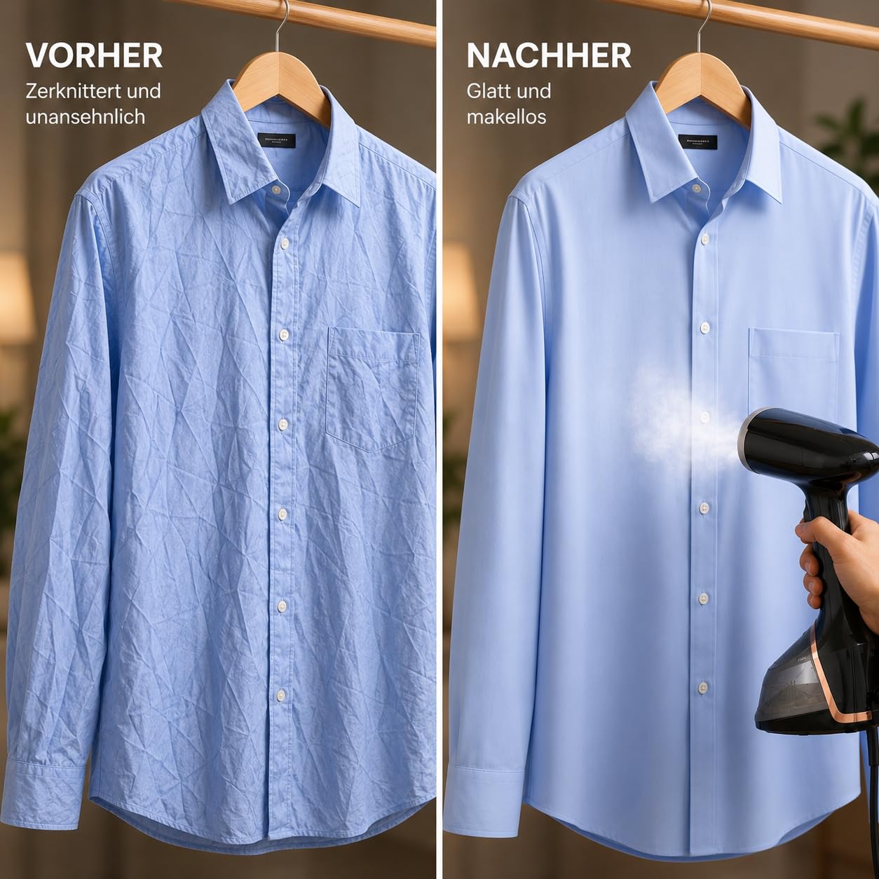 Vertikales Dampfbügeleisen, professionell, 2000 W, tragbar, für Falten, Erwärmung, 30 Sekunden, 260 ml, ergonomisch, für Reisen und Zuhause, kontinuierlicher Dampf, Bürste inklusive Temperaturanzeige