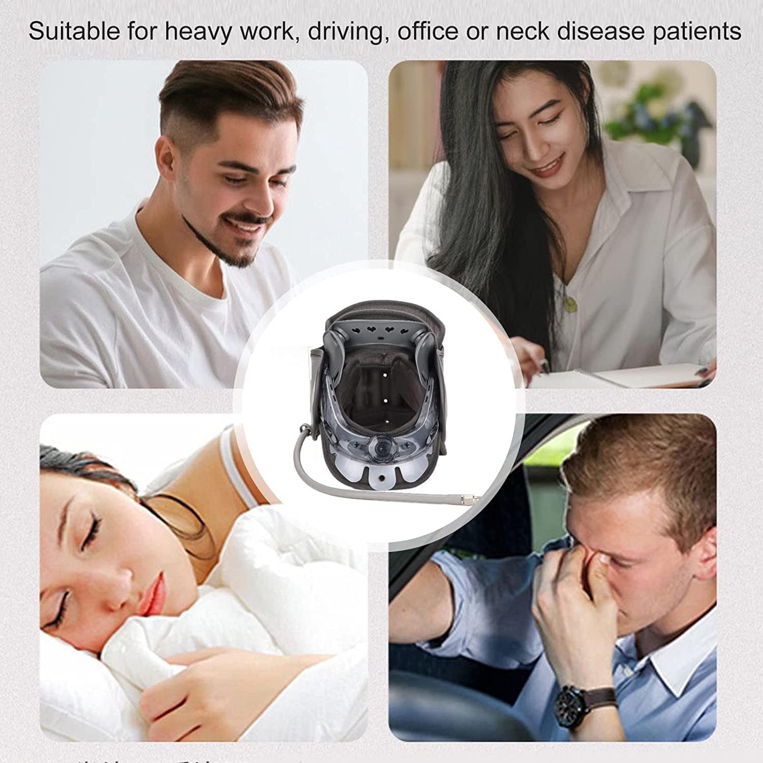 Supporto per Il Collo per Il Dolore al Collo Dispositivo di trazione Gonfiabile Regolabile per alleviare Il Dolore Tramite Collare ad Aria con Pompa di gonfiaggio, tutori per dispo
