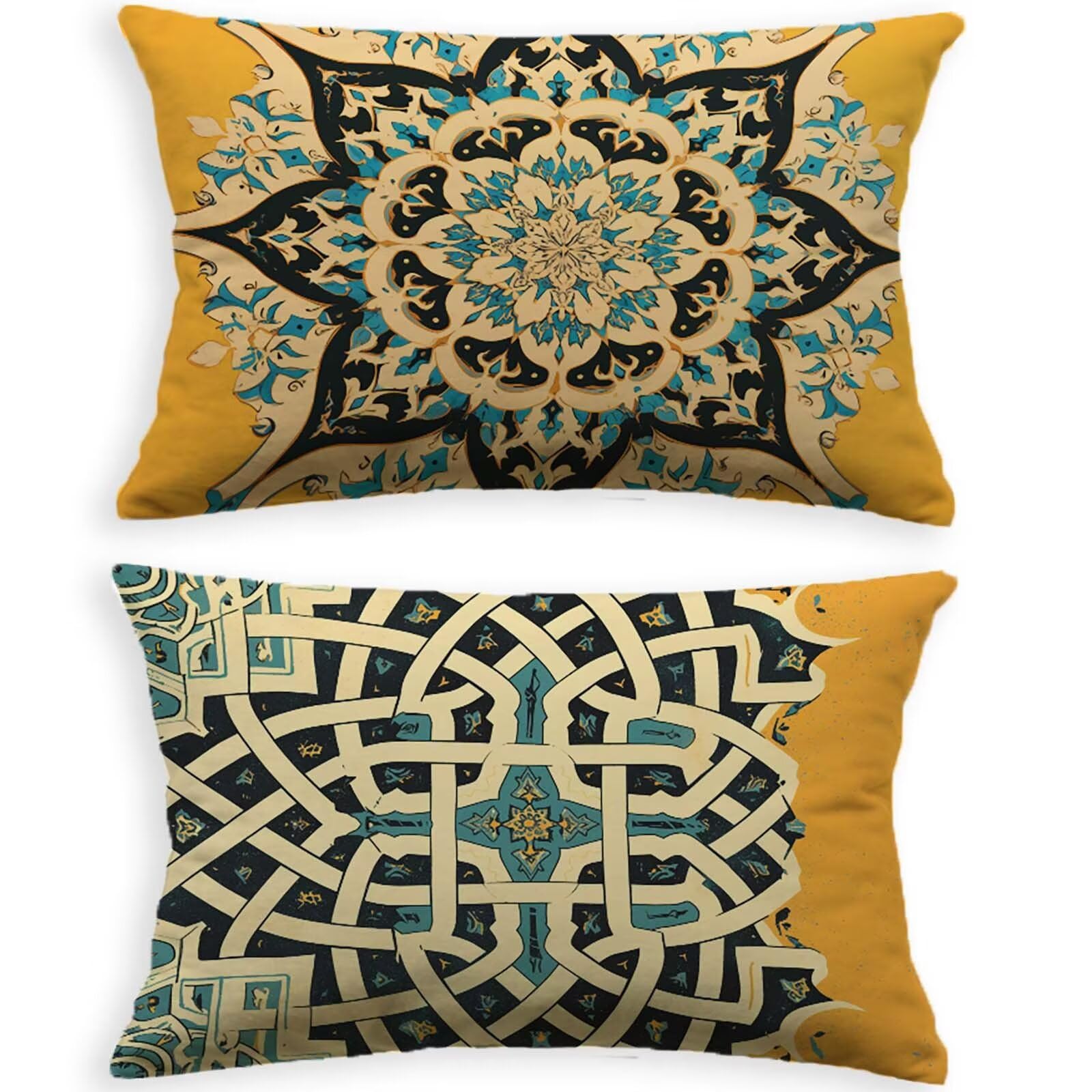 Coussin mandala 60x80 cm en velours orange pour sublimer votre décoration d'automne intérieure