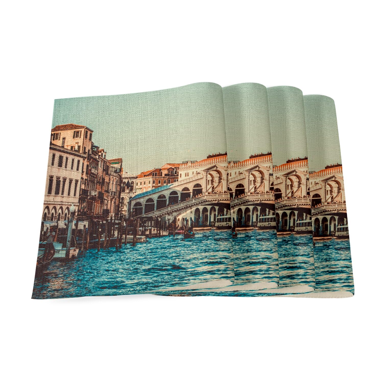 Set de table en lin Venise idée cadeau idéale passionnés d'Italie x4