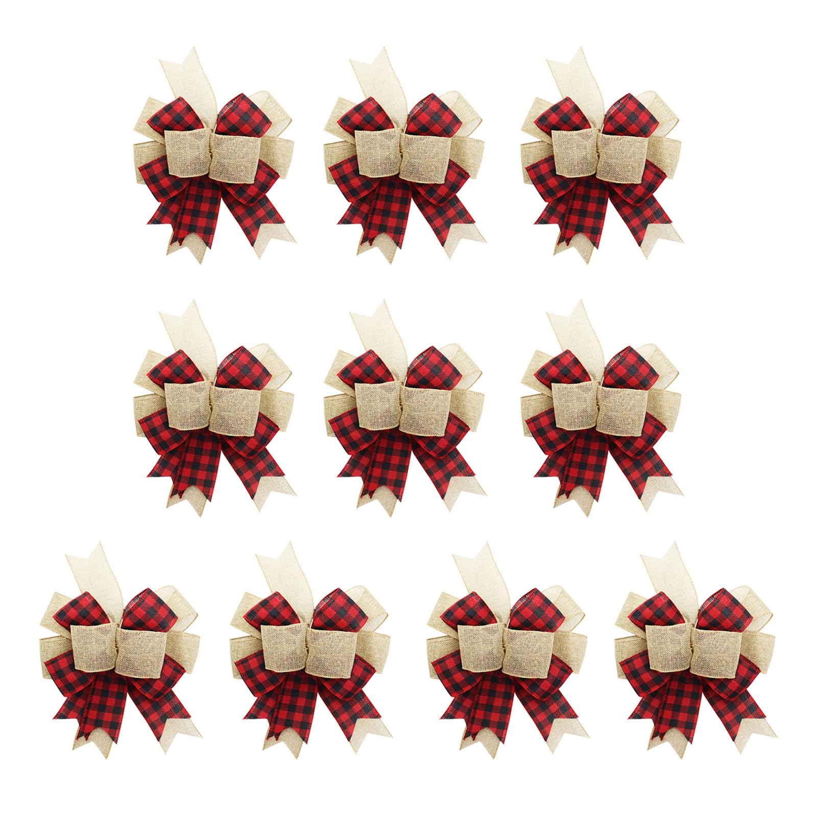 Kalttoy Christmas Check Bowknot Set Burlap Christmas Bowknots with Checker for Holiday Tree and Wreath Adornment Embellishments