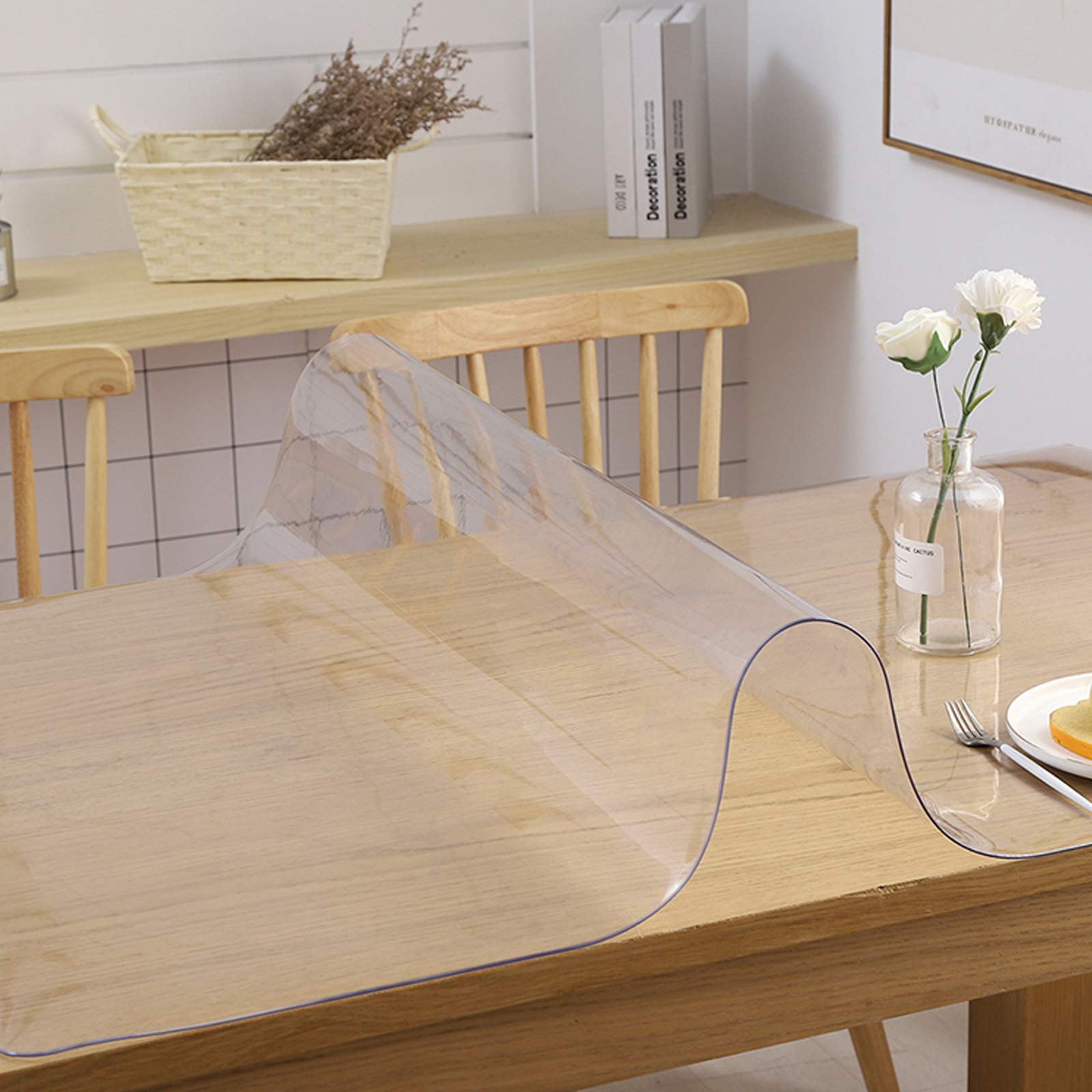 Transparent Table Cover Protector Transparent PVC Tablecloth 2mm Thick Waterproof & HeatResistant Dining Table Protector Ideal for Coffee Table TV Stand Glass Top (70x120cm/28x47in)