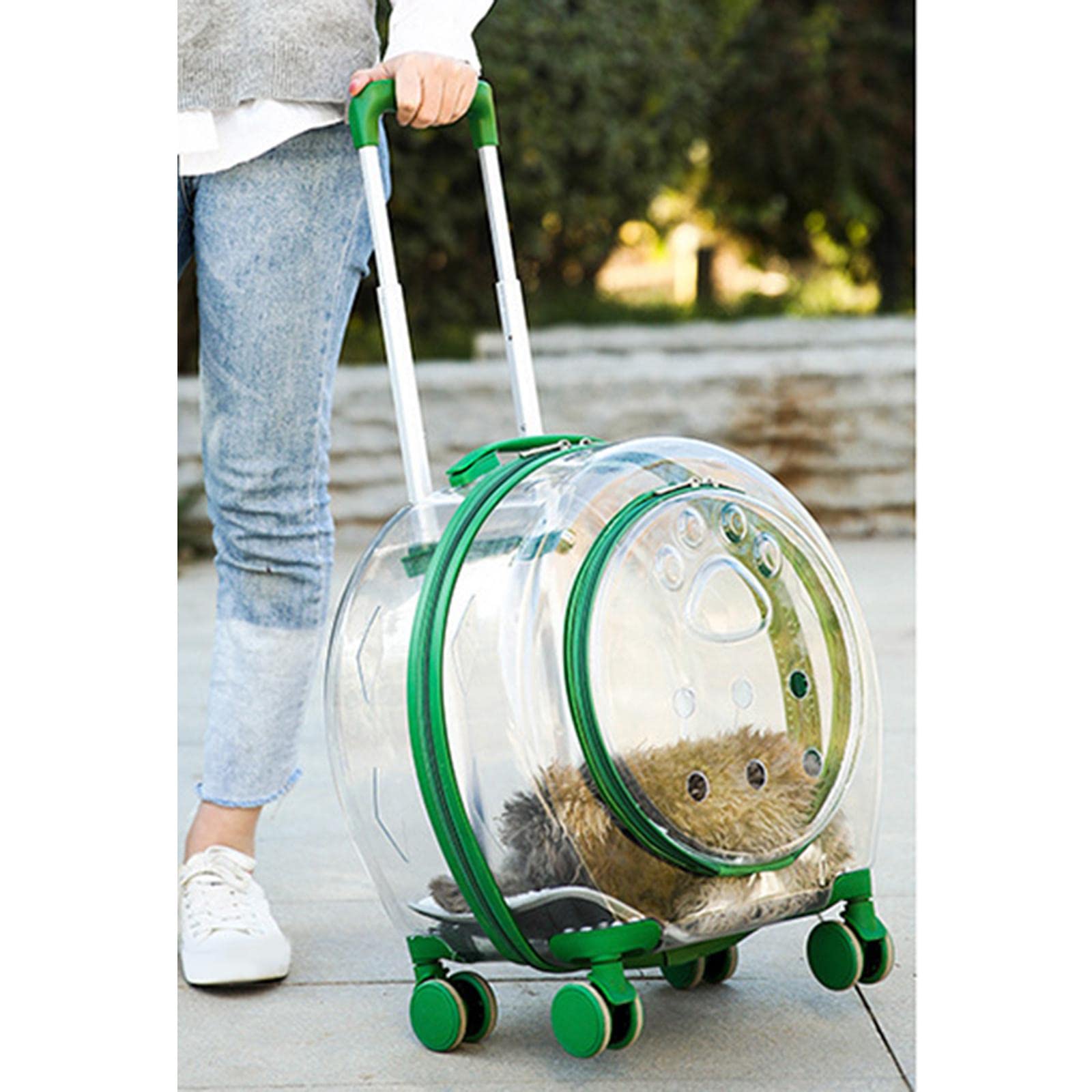 Trolley portatile per animali domestici per cani e gatti Borsa da viaggio traspirante con ruote silenziose Trasportino per trasportini per animali domestici per campeggio, escursionismo, attività al