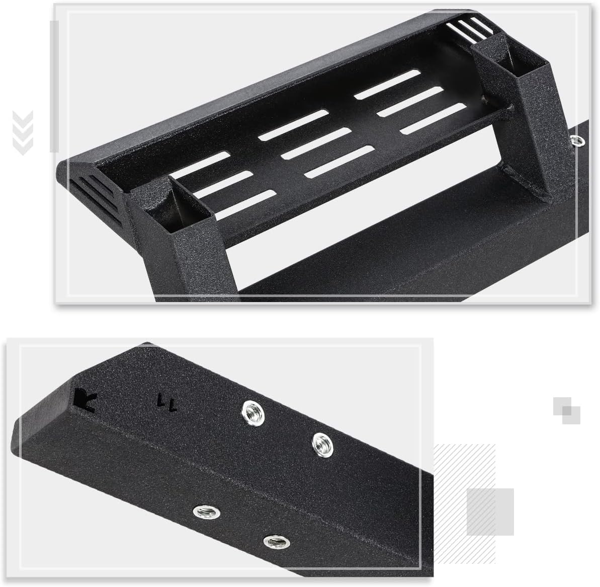 [Pair] 4.75 Inch Black Running Boards Side Steps Nerf Bars Compatible with Silverado Sierra Crew Cab 19-24