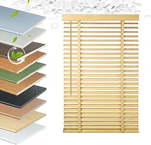 Faux Wood Blinds 2 Inch Cordless, Room Darkening Mini Venetian Horizontal Blinds & Shades for Indoor Windows, Office, Living Room, Bedroom, Multiple Colors