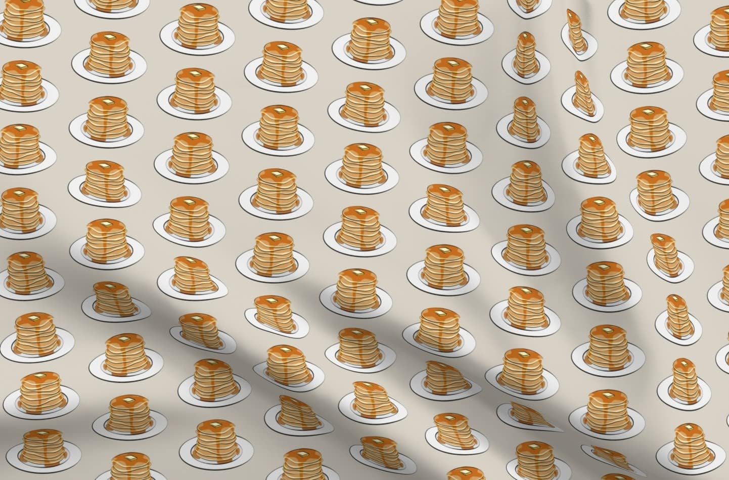 Spoonflower Fabric - Pancakes Beige Butter Breakfast Novelty Trendy Printed on Upholstery Velvet Fabric Fat Quarter - Upholstery Home Decor Bottomweight Apparel