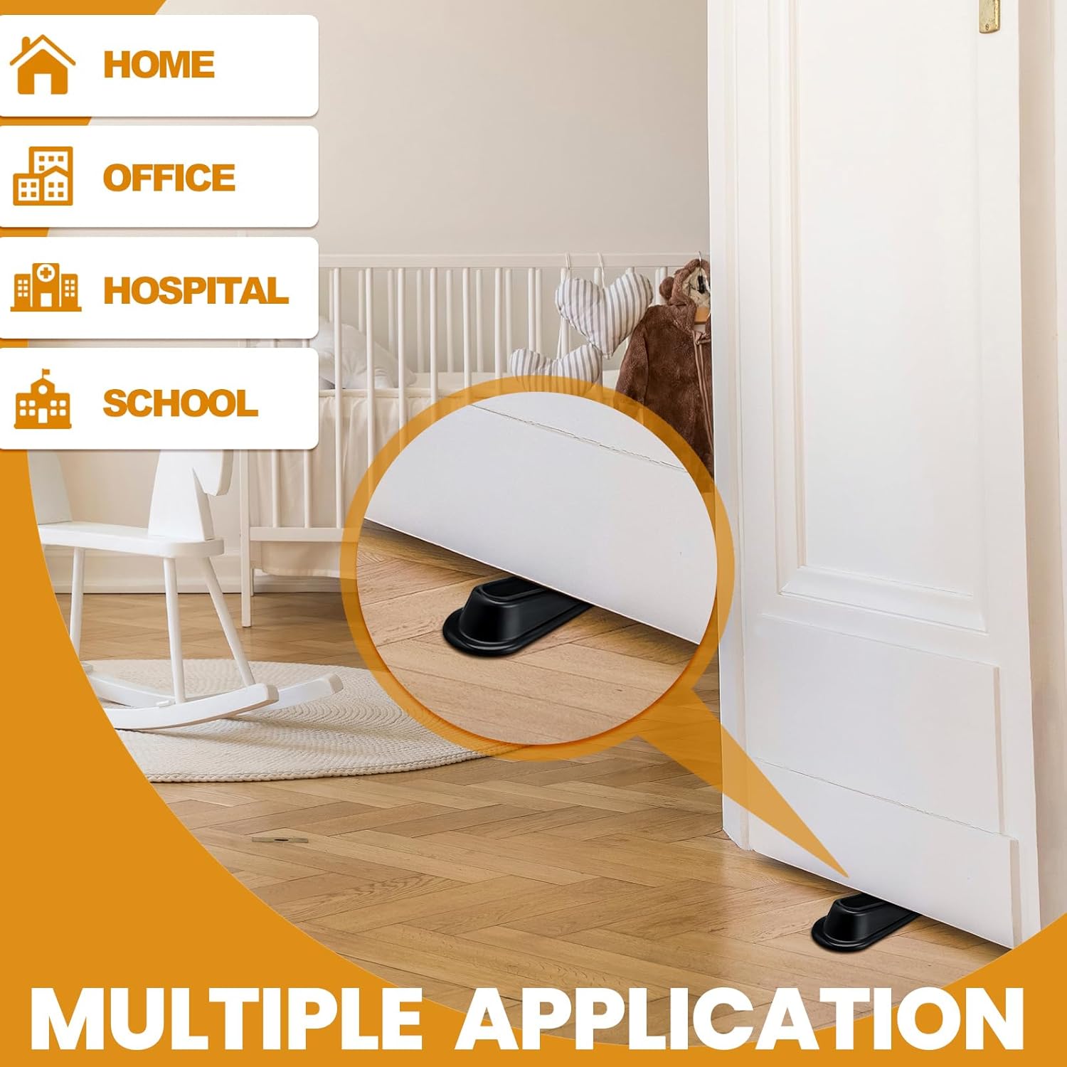 Frienda 48 Pcs Door Stoppers Heavy Duty Door Stop Wedge Rubber Door Stoppers for Door Bottom Carpet Tile Concrete Wooden Floor