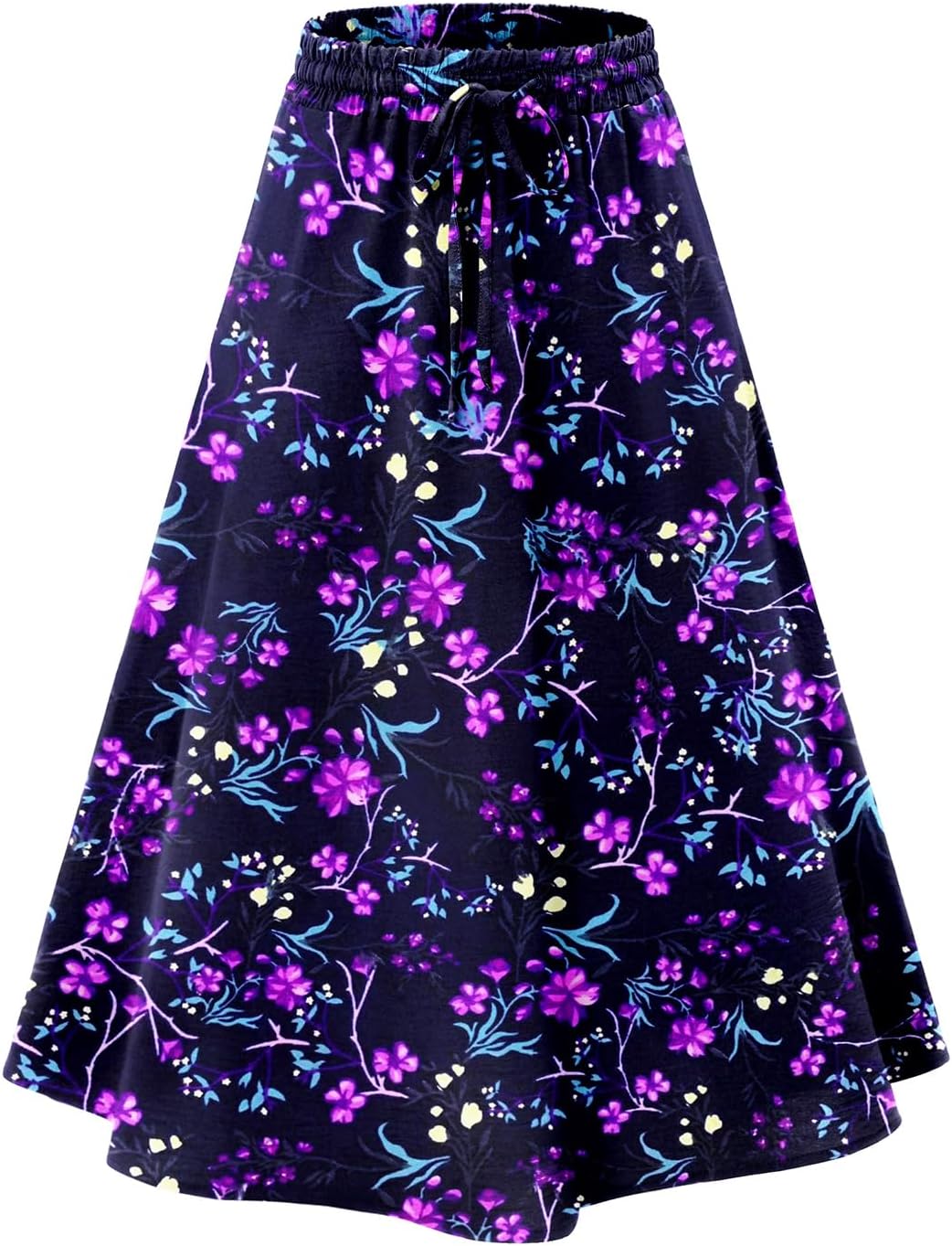 Angerella Womens Skirt Midi High Waist A-Line Casual Floral Print Trendy Bohemia Work Elegant with Pockets - Image 4