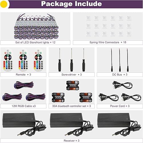 Miniatura 2 de Luces LED para escaparate, Bluetooth, control de aplicación, módulos LED para letreros de 120 pies, 240 unidades, 3 LED, 5050 SMD RGB, luces de tira