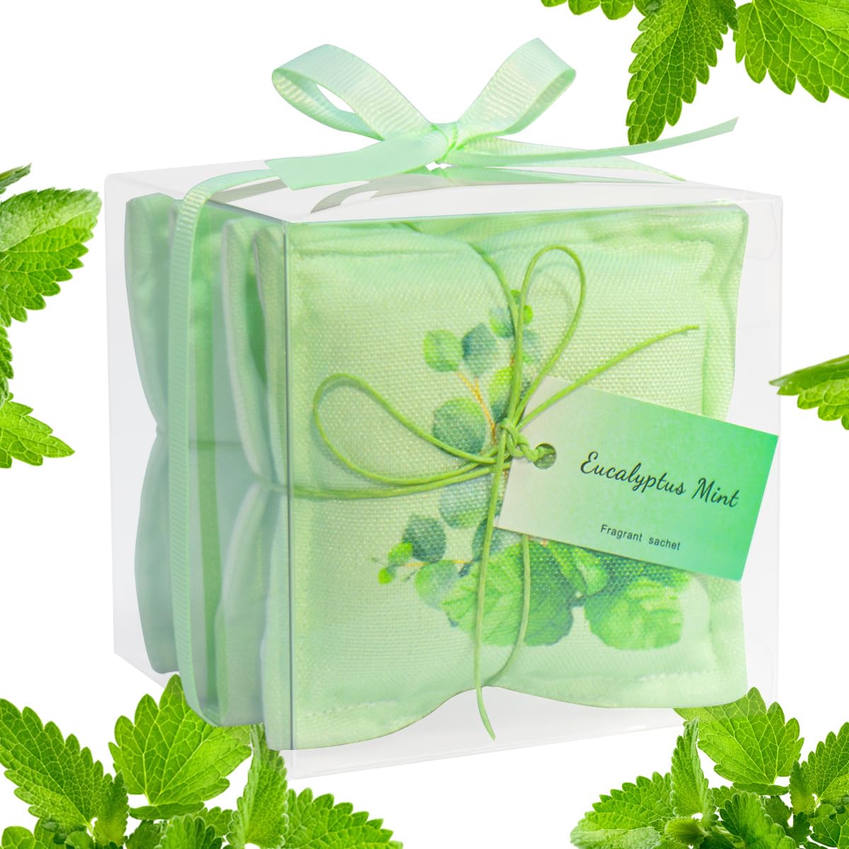 Aucuda4 Mint Scented Sachets for Drawers and Closet, Mint Sachet Bags for Clothes,Fragrance Closet Deodorizer Odor Eliminator,Spring Wardrobe Air Fresheners,Pot Pourri Bags Gift for St.Patrick's Day.