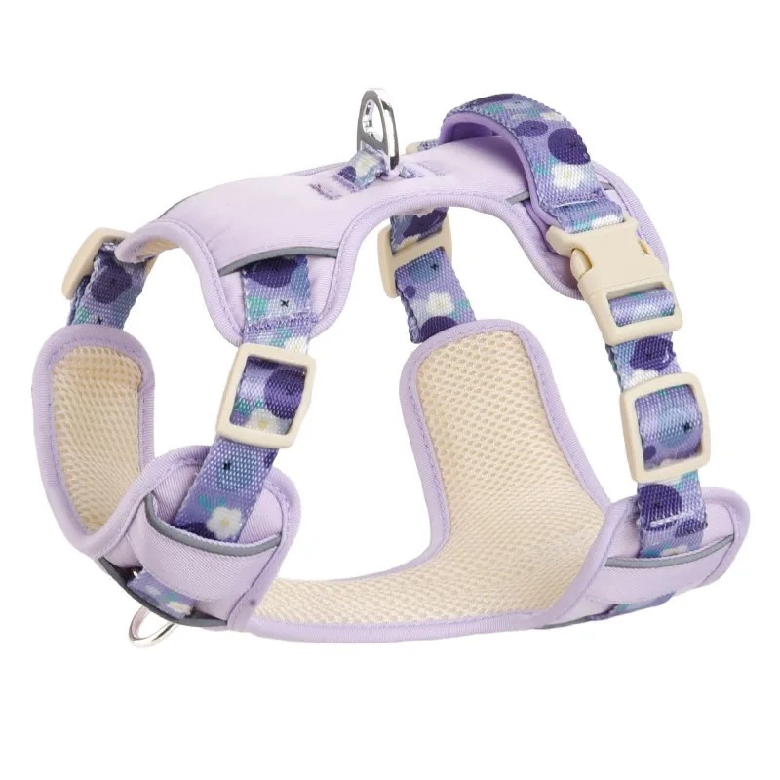 Harnais réfléchissant pour chien violet S parfait pour les promenades nocturnes en ville