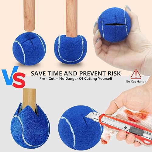 Miniatura 5 de Paquete de 90 pelotas de tenis precortadas a granel para patas de muebles, pelotas de tenis, sillas de pelotas de tenis para pelota de protección de